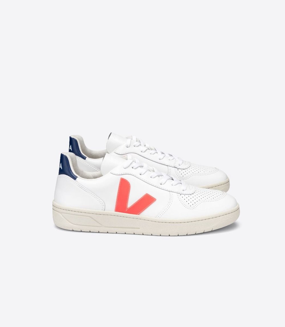 Veja Sneakers Barbati - V-10 Piele - Albi/Portocalii - 6341927-NI